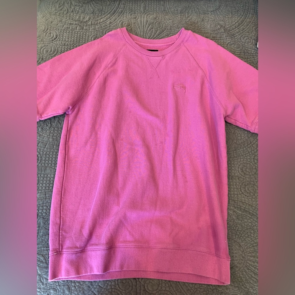 Stussy oversized pink tick shirt